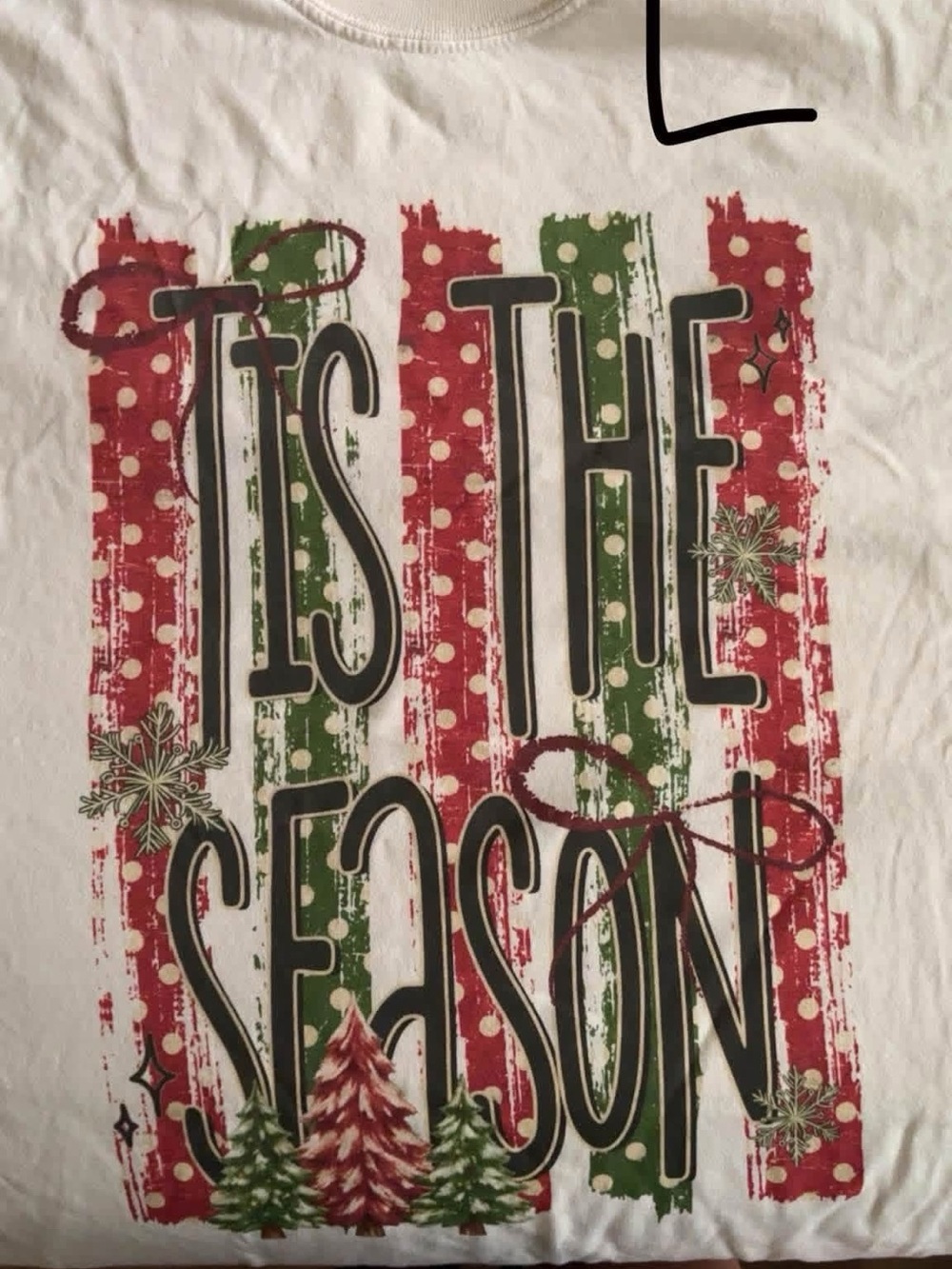 Comfort Colors White Graphic Tee with Red & Green Holiday Print